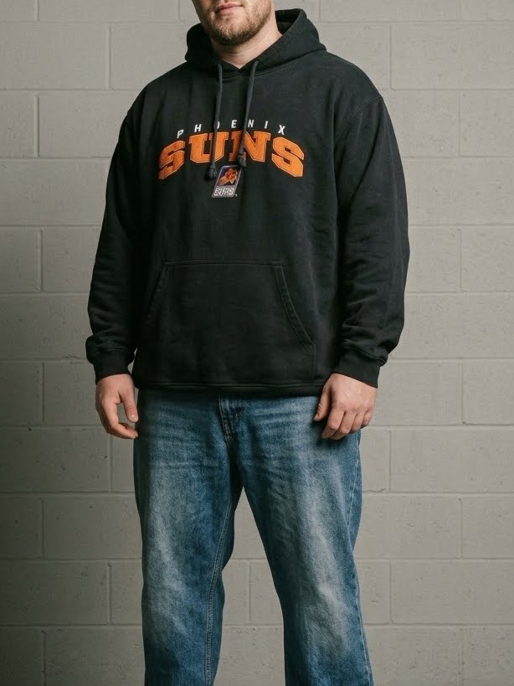 VINTAGE Phoenix Suns NBA Pullover Hoodie - Black & Orange - Large